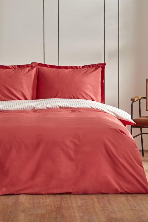 Cool Touch Stripe King Kişilik Nevresim Takımı Kırmızı