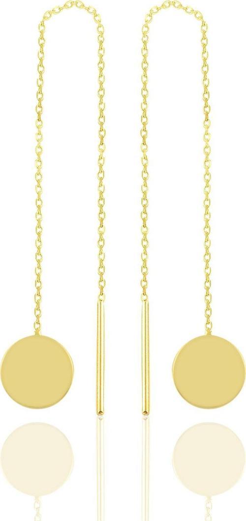 Gümüş altın yaldızlı pul gümüş zincir küpe 