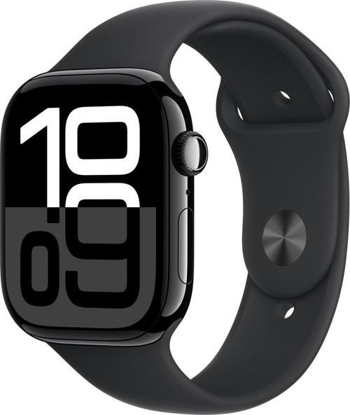 Watch Series 10 GPS 46mm Simsiyah Alüminyum Kasa ve Siyah Spor Kordon Akıllı Saat M/L (Apple Türkiye Garantili)