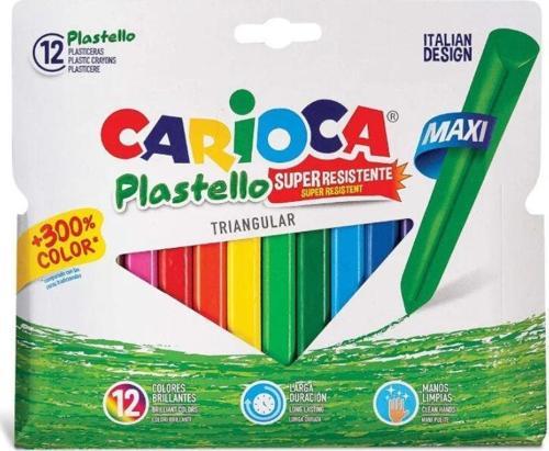 Plastello Jumbo Üçgen Yıkanabilir Pastel Boya Kalemi 12'li (Uzun Boy) 42671