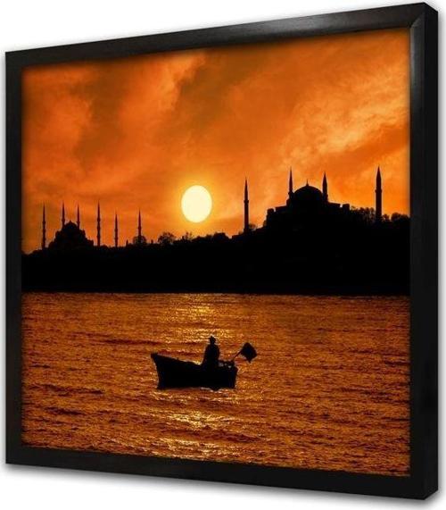 Gün Batımı Istanbul Silueti Çerçeveli Mdf Tablo