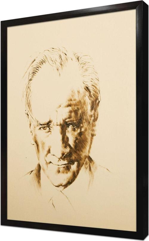 Mustafa Kemal Atatürkün Eskitilmiş Çerçeveli Mdf Tablo