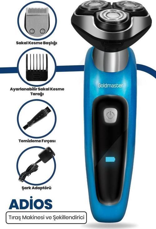 Adios 2in1 Islak Kuru Esnek Oynar Başlıklı IPX6 Su Geçirmez Tıraş Makinesi