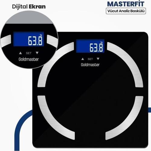 Masterfit Geniş Ekranlı Yağ Ölçer Fonksiyonlu Vücut Analizli Tartı Baskül Gm8153