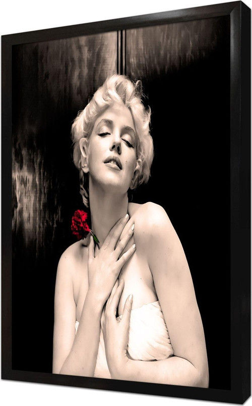 Marilyn Monroe Kırmızı Çiçeğiyle Çerçeveli Mdf Tablo