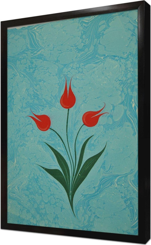Laleler Ebru Çerçeveli Mdf Tablo