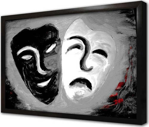 Siyah Ve Beyaz Maske Çerçeveli Mdf Tablo