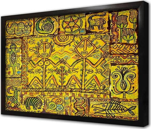 Etnik Motif Çerçeveli Mdf Tablo