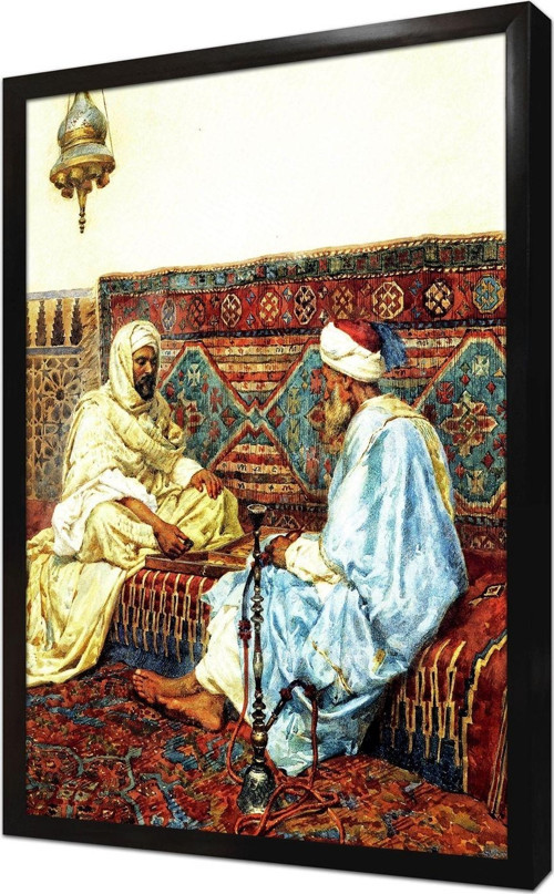 Tavla Oynayan Hacı Çerçeveli Mdf Tablo