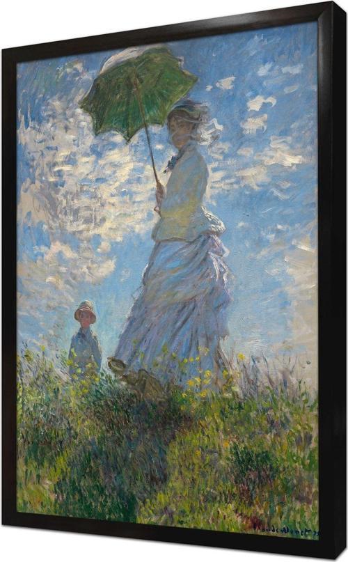 Çayırda Yürüyüş Monet Çerçeveli Mdf Tablo