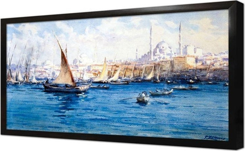 Denizde Yelkenli Çerçeveli Mdf Tablo