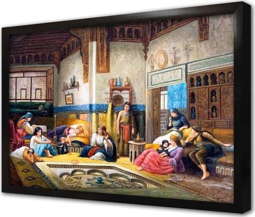 Osmanlı Devleti Harem Odasında Ki Insanlar Çerçeveli Mdf Tablo