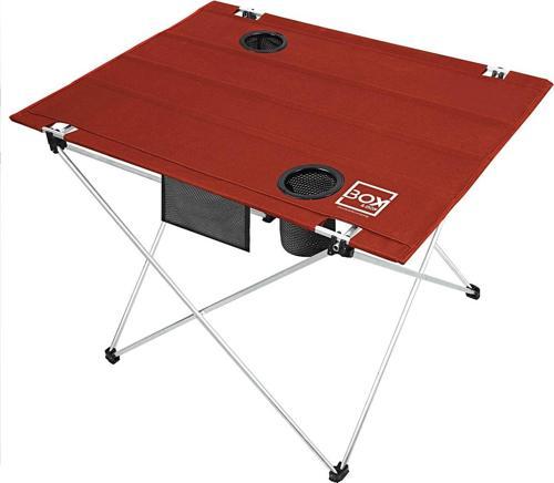 Katlanabilir Kumaş Kamp ve Piknik Masası, Kırmızı, 2 Bardak Gözlü, Geniş 73 x 55 x 48 cm
