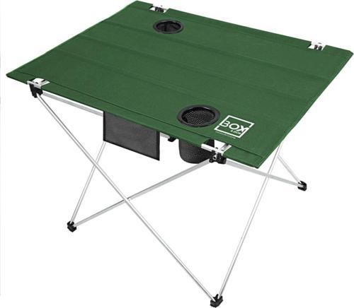Katlanabilir Kumaş Kamp ve Piknik Masası, Yeşil, Geniş Model, 2 Bardak Gözü, 73x55x48 cm