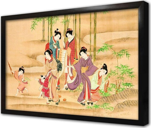Japon Kadınlar Çerçeveli Mdf Tablo