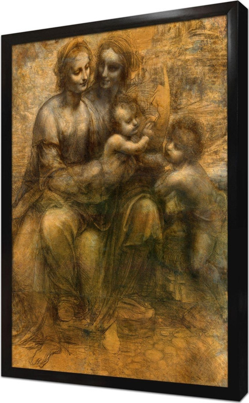 Meryem Ana Çocuk Isa Eskiz L Da Vinci Çerçeveli Mdf Tablo