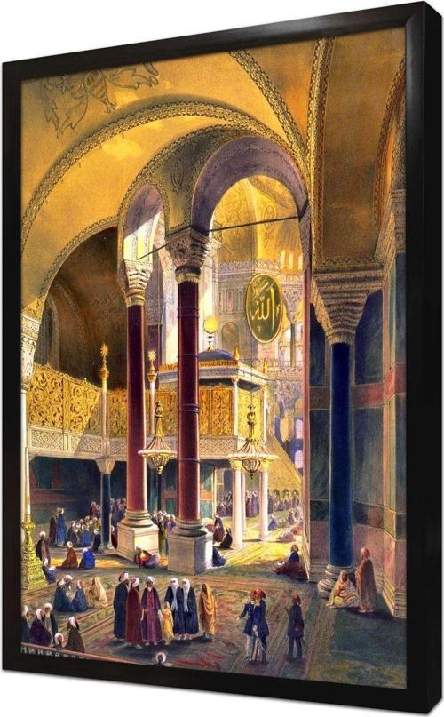Osmanlı Zamanı Ayasofya Camii Çerçeveli Mdf Tablo