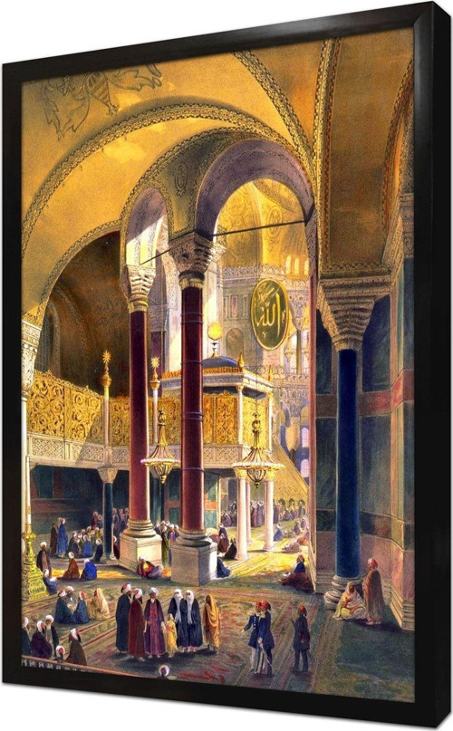 Osmanlı Zamanı Ayasofya Camii Çerçeveli Mdf Tablo