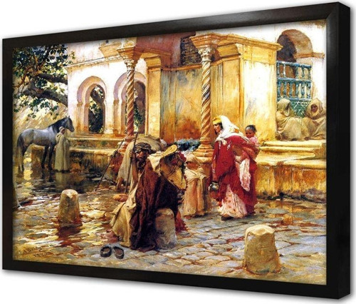 Camii Avlusu Insanlar Çerçeveli Mdf Tablo