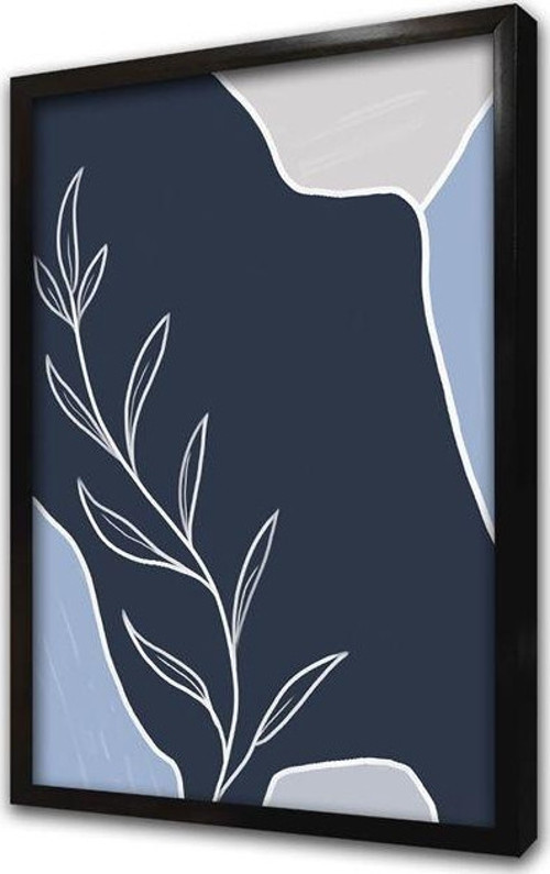 Dekoratif Mavi Beyaz Modern Çerçeveli Mdf Tablo