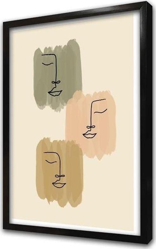 Line Art Yüzler Çerçeveli Mdf Tablo