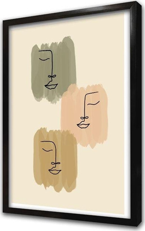 Line Art Yüzler Çerçeveli Mdf Tablo