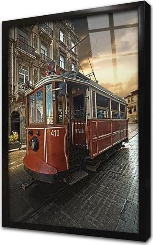 Istanbul Taksim Tren Çerçeveli Cam Tablo