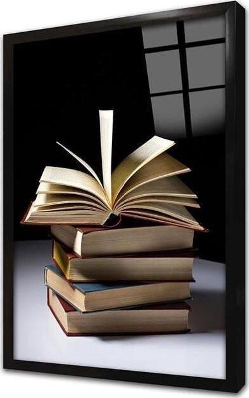 Kitap In Uçuşan Yaprakları Çerçeveli Cam Tablo