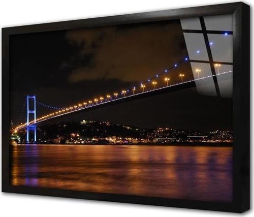 Boğaz Köprüsü Gece Çekimi Çerçeveli Cam Tablo