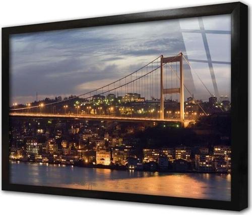 Boğaz Köprüsü Gece Çekimi Çerçeveli Cam Tablo