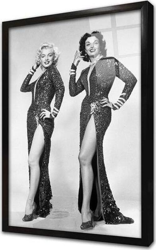 Siyah Beyaz Marilyn Monroe Çerçeveli Cam Tablo