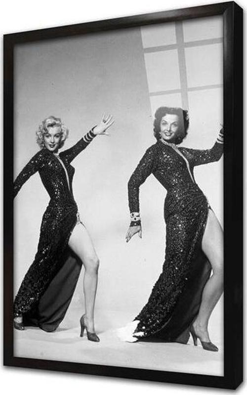 Siyah Beyaz Marilyn Monroe Çerçeveli Cam Tablo