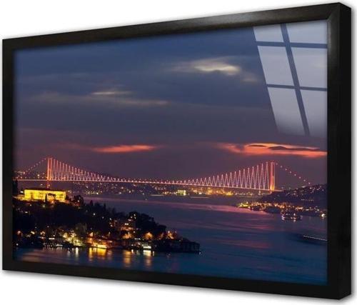 Istanbul Boğaz Köprüsü Çerçeveli Cam Tablo