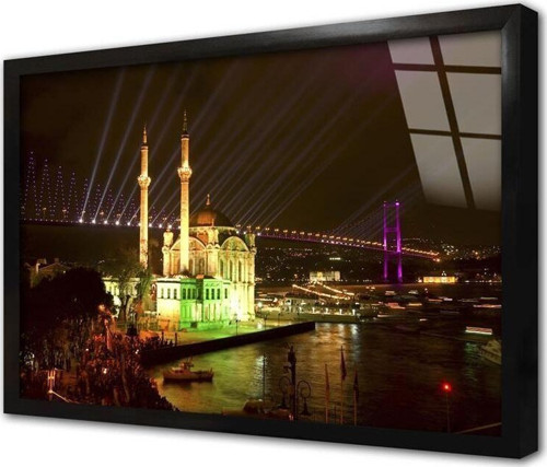 Ortaköy Camii Gece Çerçeveli Cam Tablo