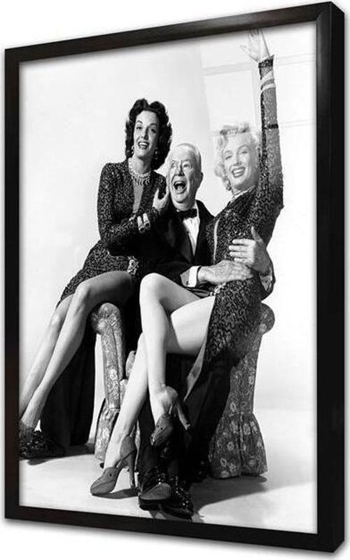 Siyah Beyaz Marilyn Monroe Çerçeveli Cam Tablo