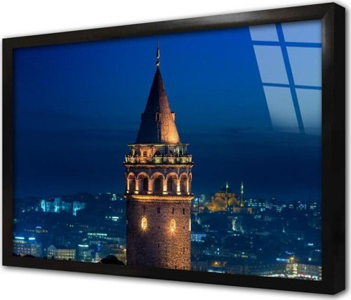 Istanbul Galata Kulesi Çerçeveli Cam Tablo