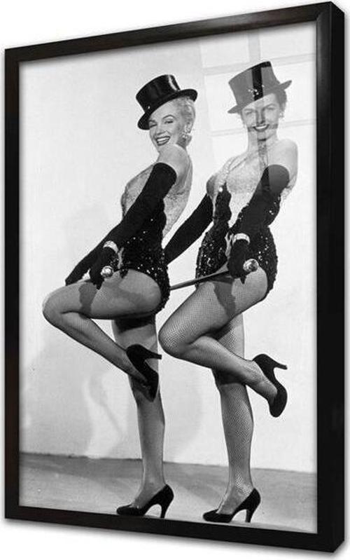 Siyah Beyaz Marilyn Monroe Çerçeveli Cam Tablo