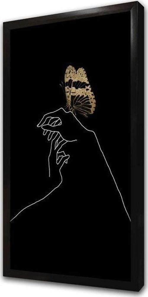 Eller Ve Kelebek Line Art Çerçeveli Mdf Tablo