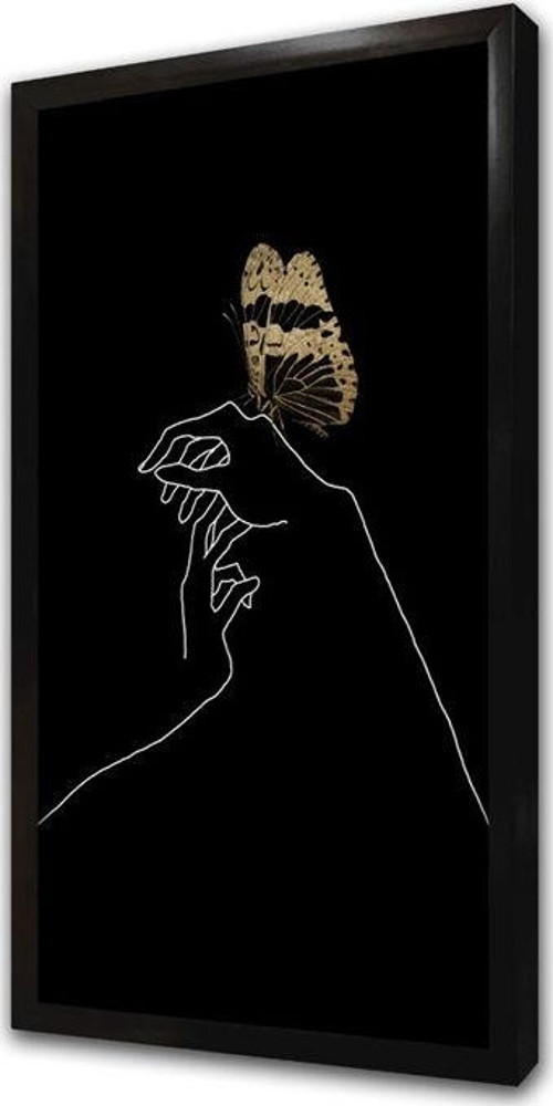 Eller Ve Kelebek Line Art Çerçeveli Mdf Tablo