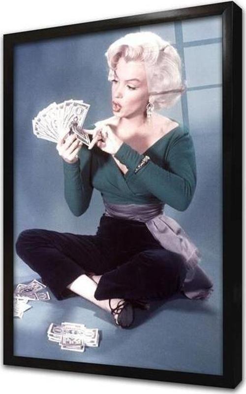Renkli Marilyn Monroe Çerçeveli Cam Tablo