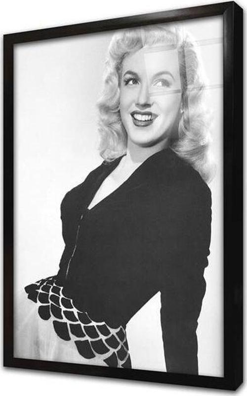 Marliyn Monroe Siyah Kıyafetiyle Çerçeveli Cam Tablo