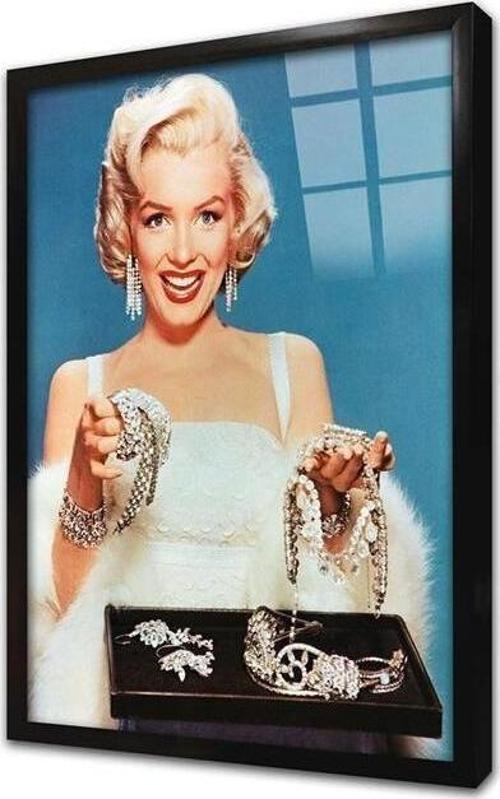 Renkli Marilyn Monroe Çerçeveli Cam Tablo