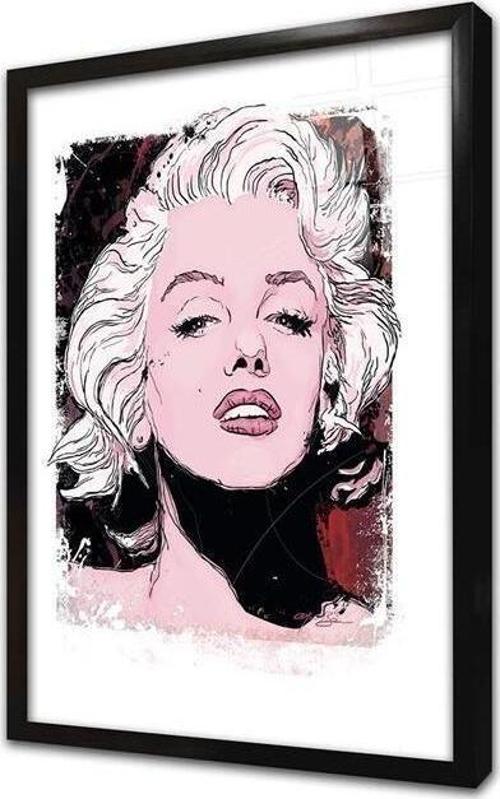 Soyut Marliyn Monroe Çerçeveli Cam Tablo