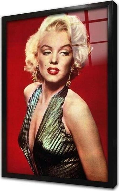 Renkli Marilyn Monroe Çerçeveli Cam Tablo