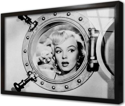 Siyah Beyaz Marilyn Monroe Çerçeveli Cam Tablo