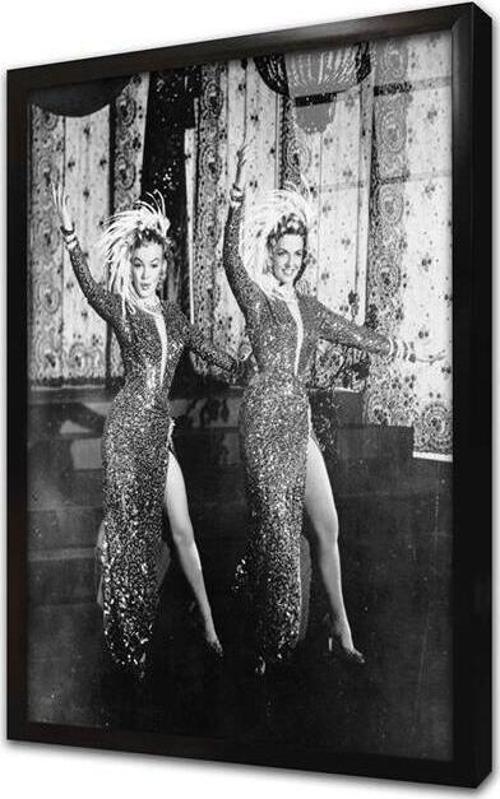 Siyah Beyaz Marilyn Monroe Çerçeveli Cam Tablo