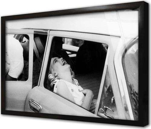 Marliyn Monroe Muazzam Gülüşü Siyah Beyaz Çerçeveli Cam Tablo