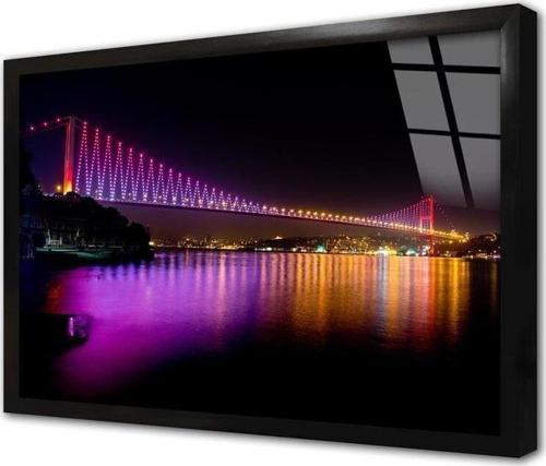 Istanbul Boğaz Köprüsü Çerçeveli Cam Tablo