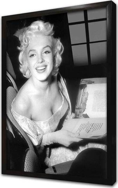 Siyah Beyaz Marilyn Monroe Çerçeveli Cam Tablo