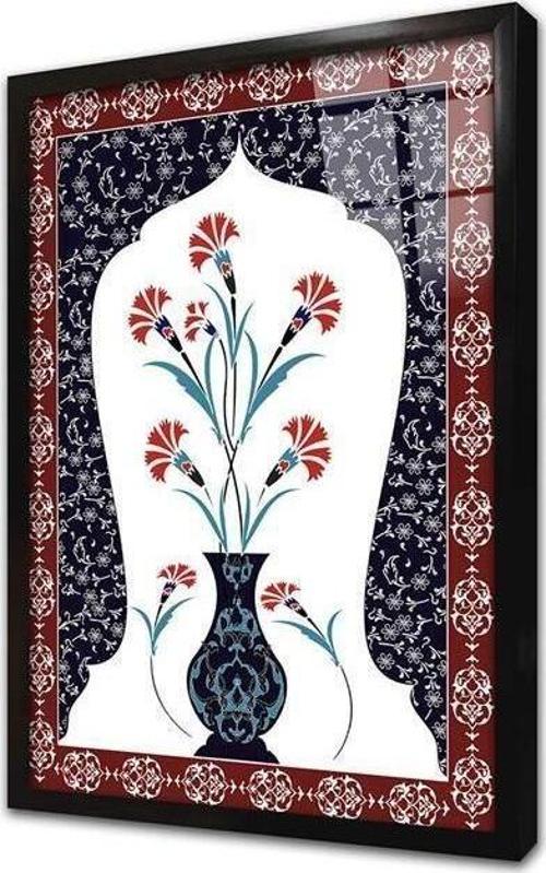 Osmanlı Çini Görselleri Çerçeveli Cam Tablo